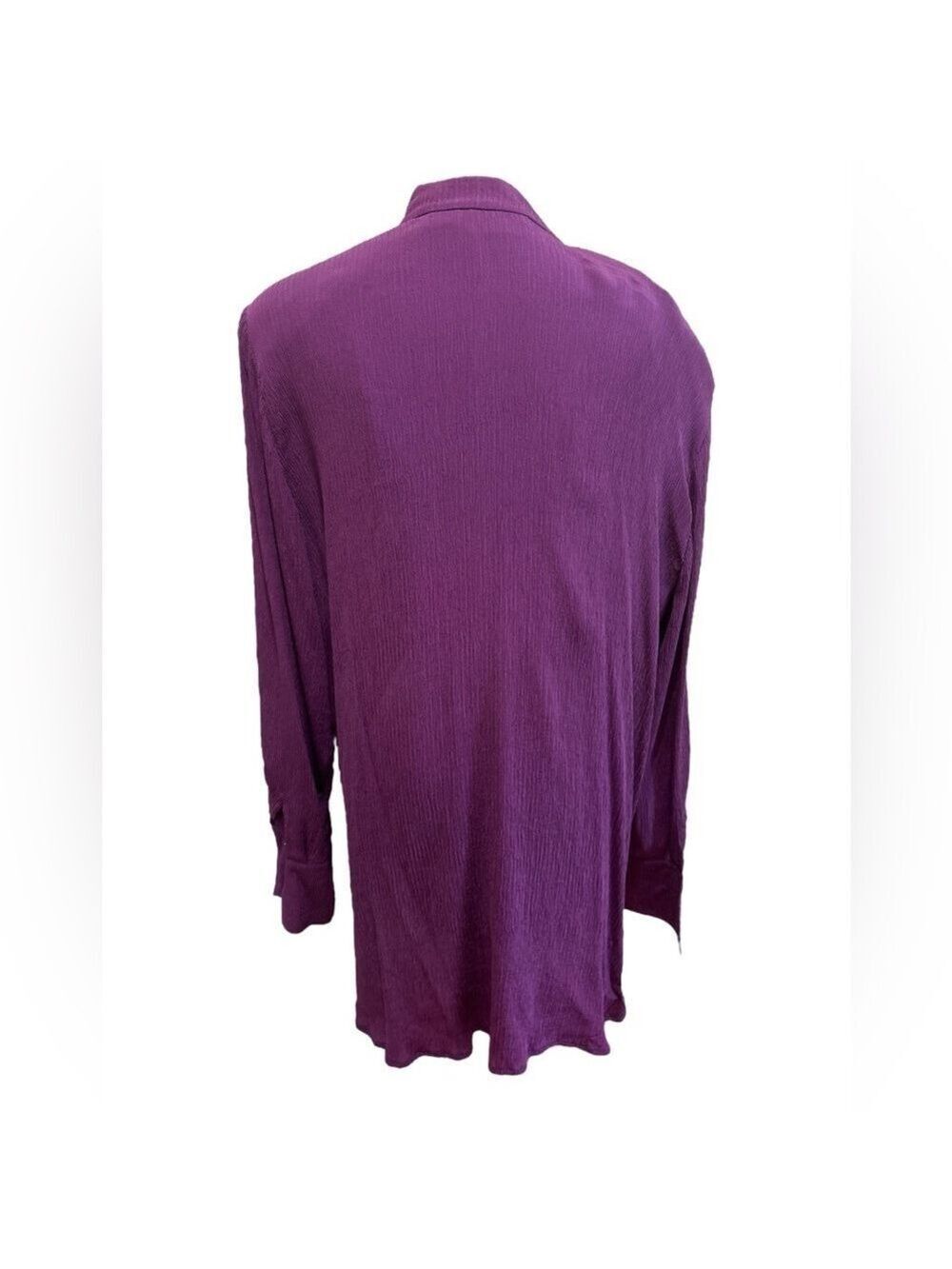 80s 2PC DANA BUCHMAN SILK PURPLE LUXURY GAUZE SHELL & OVERSIZED BLOUSE SZ 14 - Picture 5 of 9